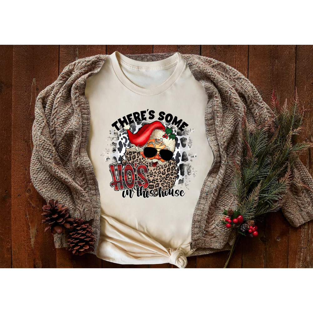 Christmas Santa Shirt, Retro Santa Shirt, There's Some Hos In This House Shirt,Gift For Christmas,Retro Christmas ,Christmas Shirt For Women.jpg