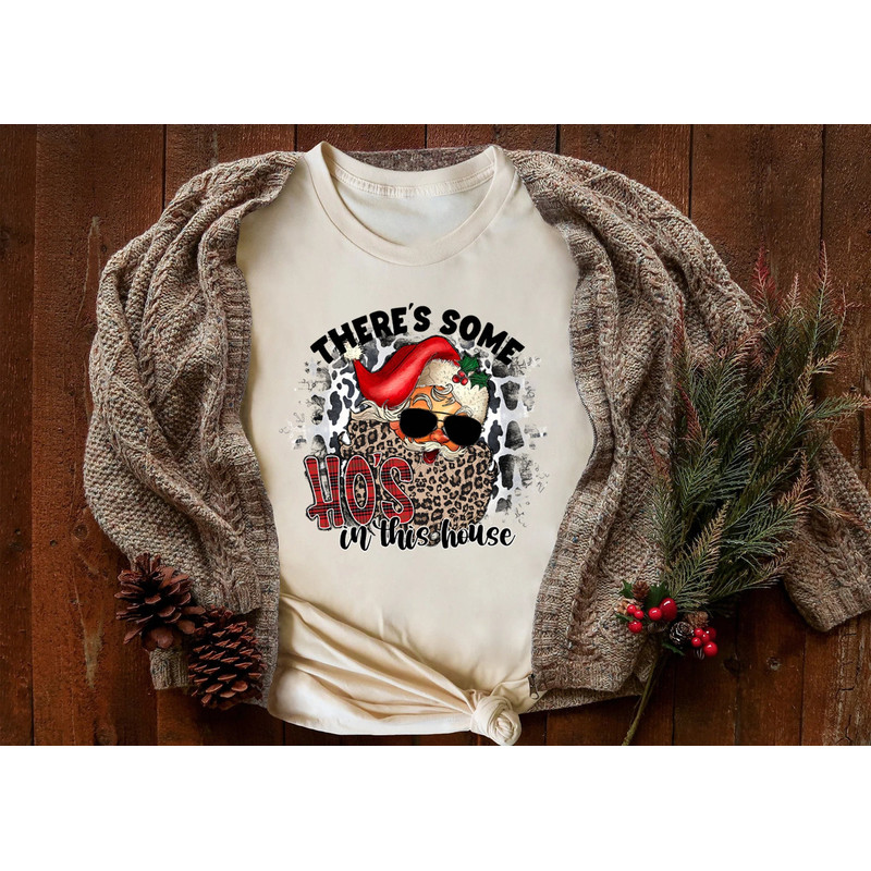 Christmas Santa Shirt, Retro Santa Shirt, There's Some Hos In This House Shirt,Gift For Christmas,Retro Christmas ,Christmas Shirt For Women.jpg