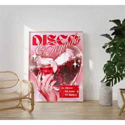 pink disco tequila 70s groovy poster bar cart