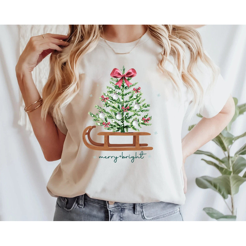 Christmas Shirts for Women, Merry and Bright Shirt, Christmas Tee Shirt, Christmas Tree Shirt, Christmas Tees, Holiday Shirts, Winter Shirt.jpg
