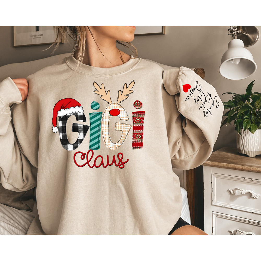Custom Gigi Claus Sweatshirt and Hoodie, Christmas Grandma Claus Sweatshirt,Gift for Mom,Custom Mama Sweatshirt with Children Name on Sleeve.jpg