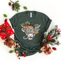 cow christmas shirt, merry christmas heifers tee, christmas cow t-shirt, highland cow farm christmas t shirt, farmer cow