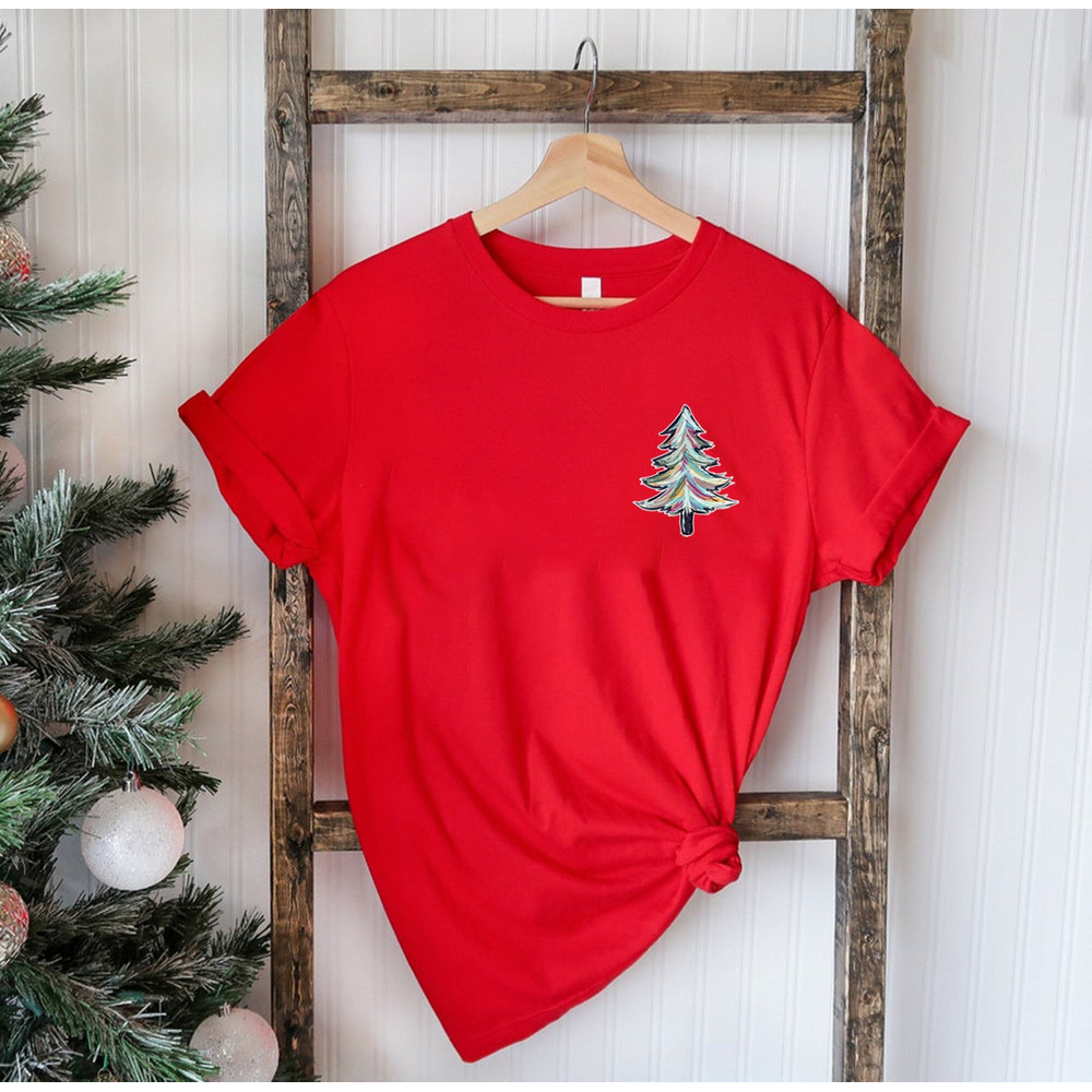 Distressed Christmas Pocket Tree, Ladies Merry Christmas Shirt, Cute Winter Christmas Grungy Tree, Holiday Tree, Xmas Shirt, Christmas Tree.jpg