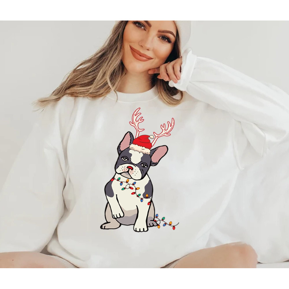 French Bulldog Christmas Unisex Sweatshirt, Frenchie Lover Pullover Shirt, French Bulldog Jumper,Frenchie Dog Shirt,French Bulldog Reindeer.jpg