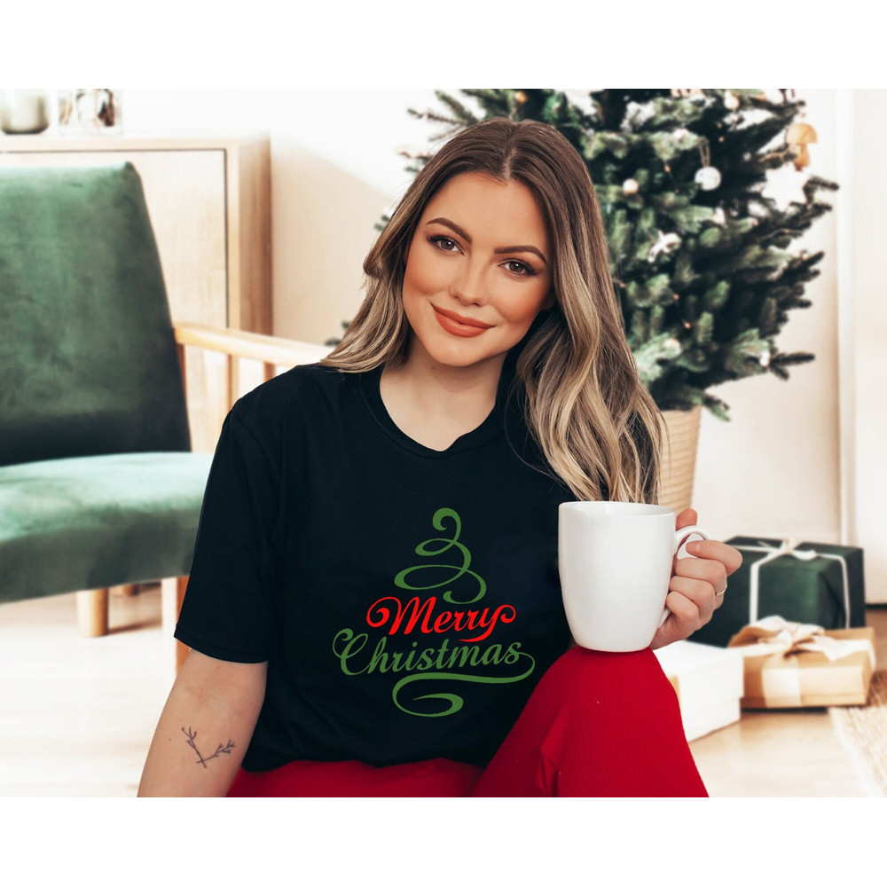 Ladies Merry Christmas Shirt, Christmas Trees Shirt, Women Christmas Shirt, Cute Christmas Shirt, Women Holiday Shirt, Christmas Tree Shirt.jpg