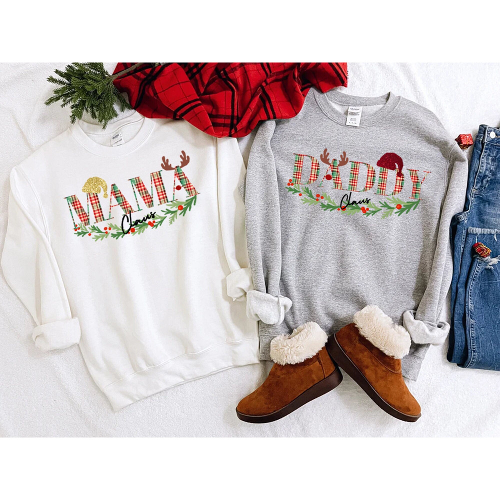 Mama Claus, Daddy Claus Unisex Sweatshirt, Matching Family Christmas Sweatshirts, Mama sweatshirt, Daddy Sweater, Mom Life, Daddy Xmas Shirt.jpg