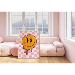 melting smiley face 70s groovy poster retro wall