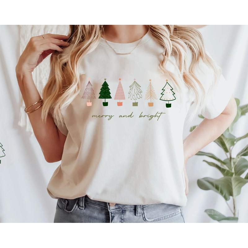 Merry and Bright, Women's Christmas shirt, Womans Holiday Shirt, Christmas Gift, Chic Winter Shirt, Cute Holiday Tee,Gift For Her,Fun ,Cute.jpg