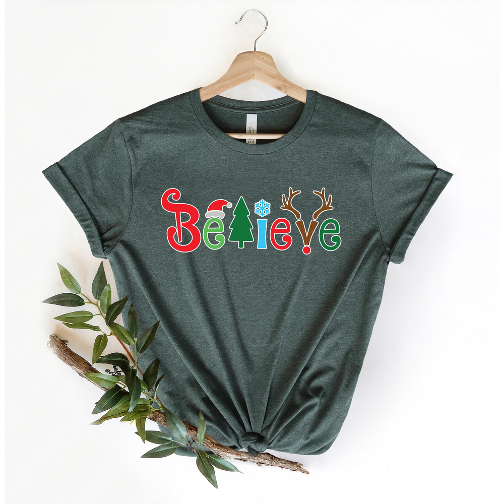 Believe Christmas Long Sleeve Shirt, Christmas Family Shirt, Believe Shirt, Christmas Gift, Holiday Gift Christmas Shirt, Matching Shirt.jpg