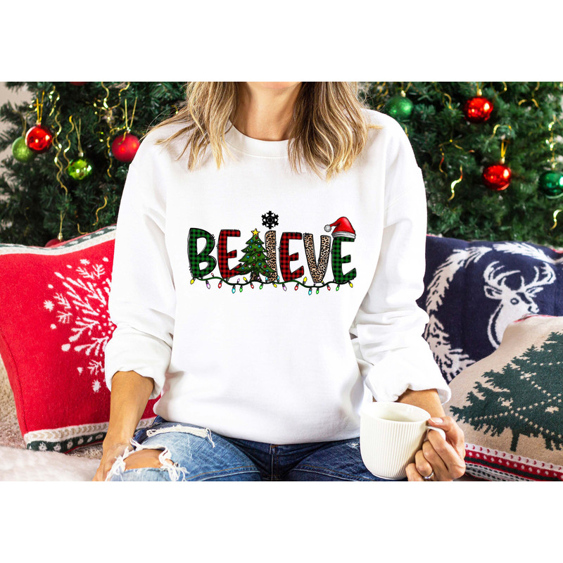 Believe Shirt, Christmas Lights Believe Tshirt, Family Christmas Tshirt, Christmas Gift, Merry Christmas, Christmas Gathering Shirt.jpg