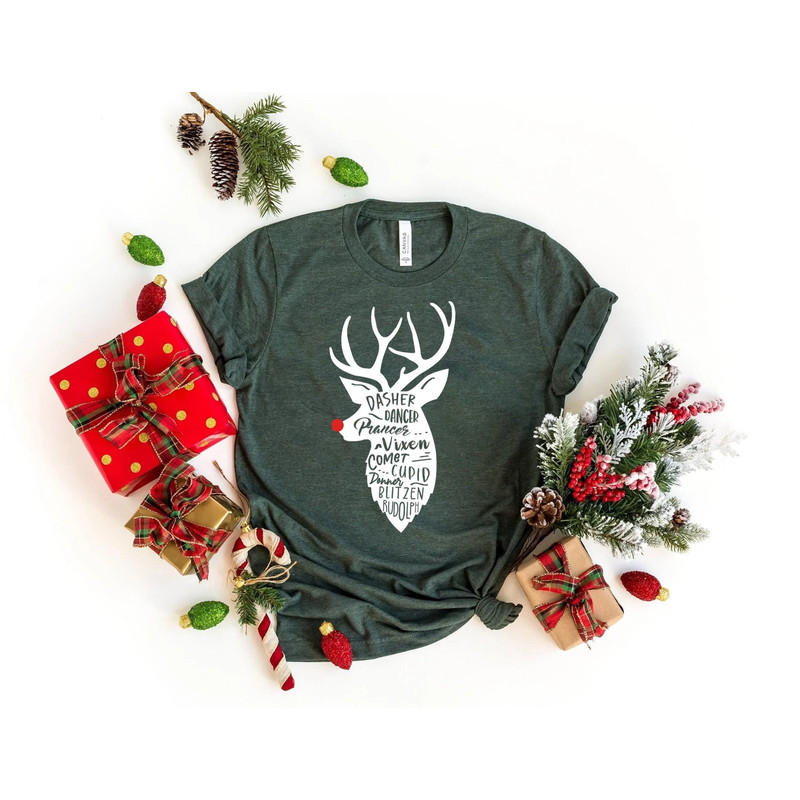 Santa's Red Nose Reindeers, Dasher Prancer Vixen Comet Cupid Donne Blitzen Rudolph, Reindeer Shirts, Christmas Shirts, Reindeer Names, Xmas.jpg