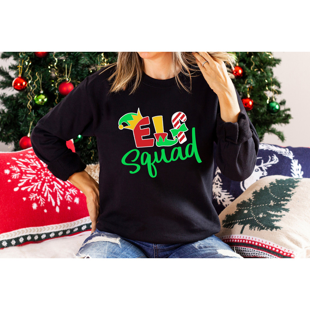 Elf Squad Long Sleeves Shirt, Santa Hat, snow snowy, Family Matching Christmas Elf Shirt, Elf Christmas Matching Shirt, Kids Christmas, Xmas.jpg