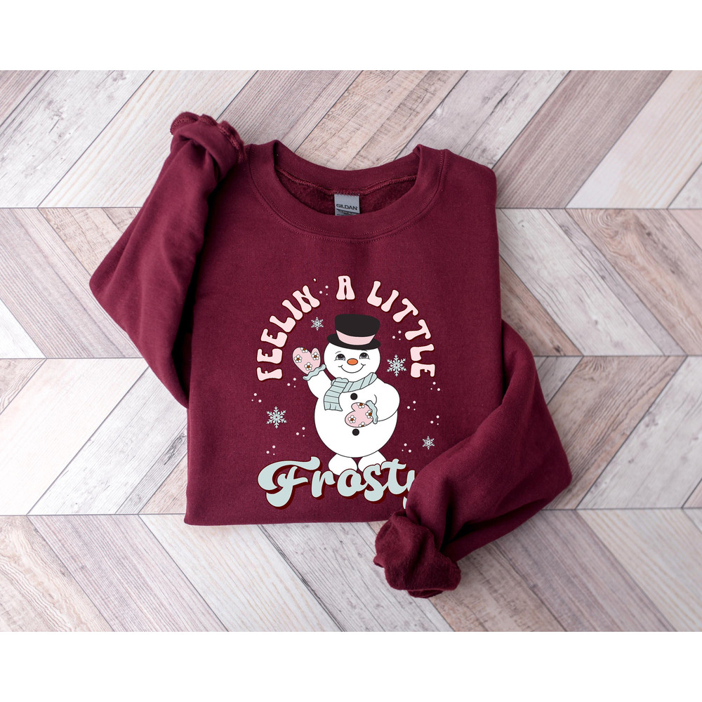 Feeling a Little Frosty Shirt, Sweatshirt for Christmas Picture T, Cute Snowman Tshirt, Christmas Gift, Cute Winter Gift, Snowman Sweatshirt.jpg