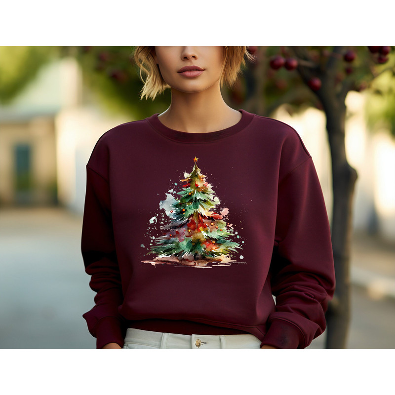 Watercolor Pine Tree T-shirt, Colorful Tree Shirt, Watercolor Trees, Christmas Shirt, Winter Shirt, Cute Holiday Shirt, Gift For Christmas T.jpg