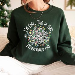 im fine this is fine everything is fine shirt, funny christmas lights tshirt, family christmas tshirt, cute christmas gi