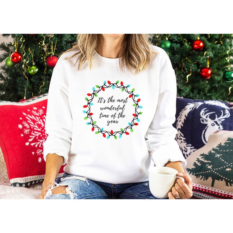 It's the Most Wonderful Time of the Year Christmas Light Shirt, Cute Christmas Gift, Christmas Themed Sweatshirt, Xmas Family Gathering Tee.jpg