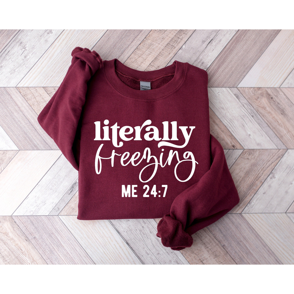 Literally Freezing Me 247 Shirt, Winter Hoodie, Cold shirt, Winter Shirt, Literally Freezing Sweatshirt, Cute Winter Gift, Gift for Holiday.jpg