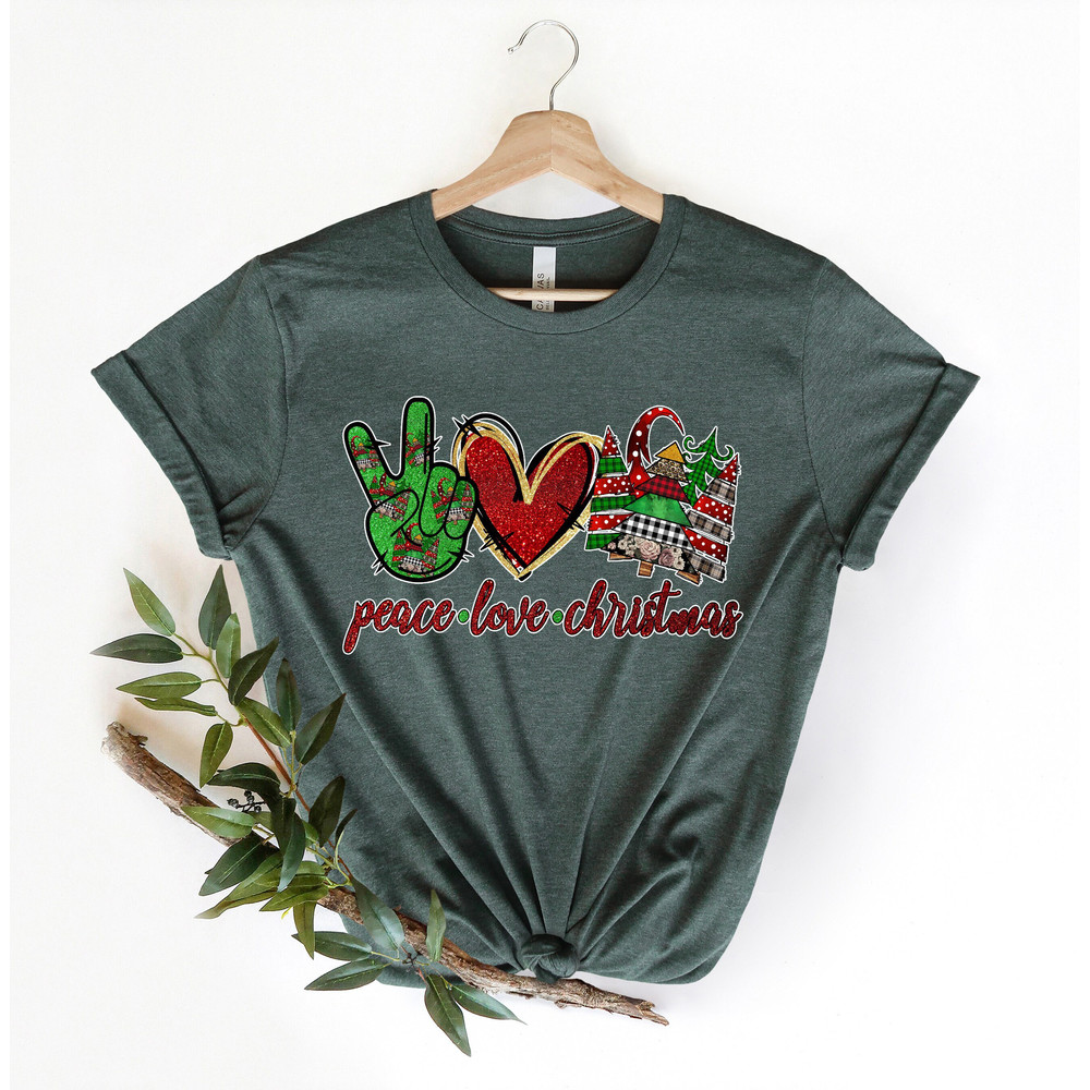 Peace Love Christmas Shirt, Cute Merry Christmas Shirt, Christmas gift 2021 Shirt, Christmas 2021 Shirt, Cute family matching Xmas shirt.jpg