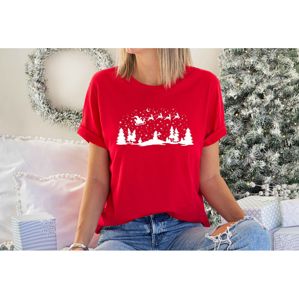 Santa Claus With Reindeer Shirt, Cute Christmas Tshirt, Christmas Celebration Shirt, Family Crew Xmas Sweatshirt, Jesus Day Tshirt.jpg
