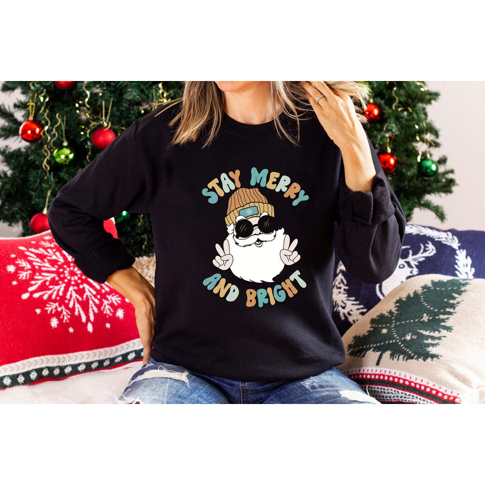 Santa Stay Merry and Bright Shirt, Cute Santa Christmas Tshirt, Christmas Day Tshirt, Family Christmas Tshirt, Cute Christmas Gift, Xmas T.jpg