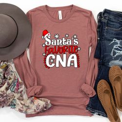 santas favorite cna shirt, christmas santas favorite nurse shirt, nurse winter fashion, funny christmas gift nurse, rn s