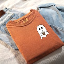 Cute Spooky Coffee Shirt, Ghost Tee, Comfort Color Halloween Shirt, Halloween Boo Shirt, Ghost Tshirt, Spooky Tee