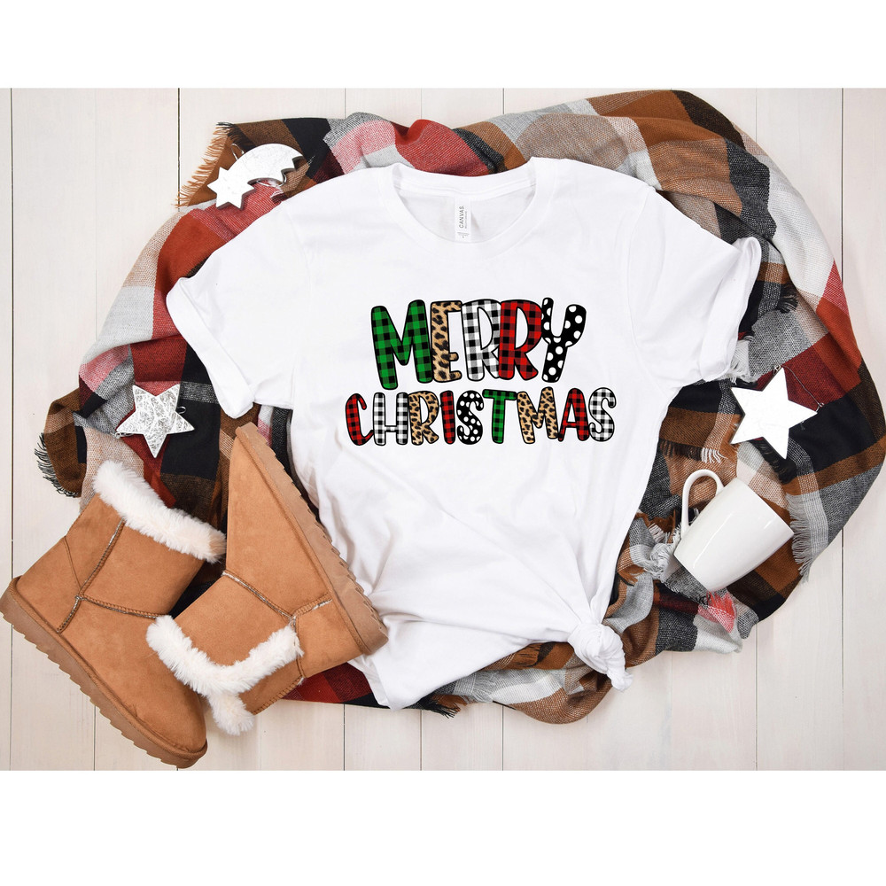 Buffalo Plaid Christmas Shirt,Merry Christmas T-Shirt, Christmas Family Long Sleeve Shirt, Christmas Gift, Holiday Gift for Her, Leopard Tee.jpg