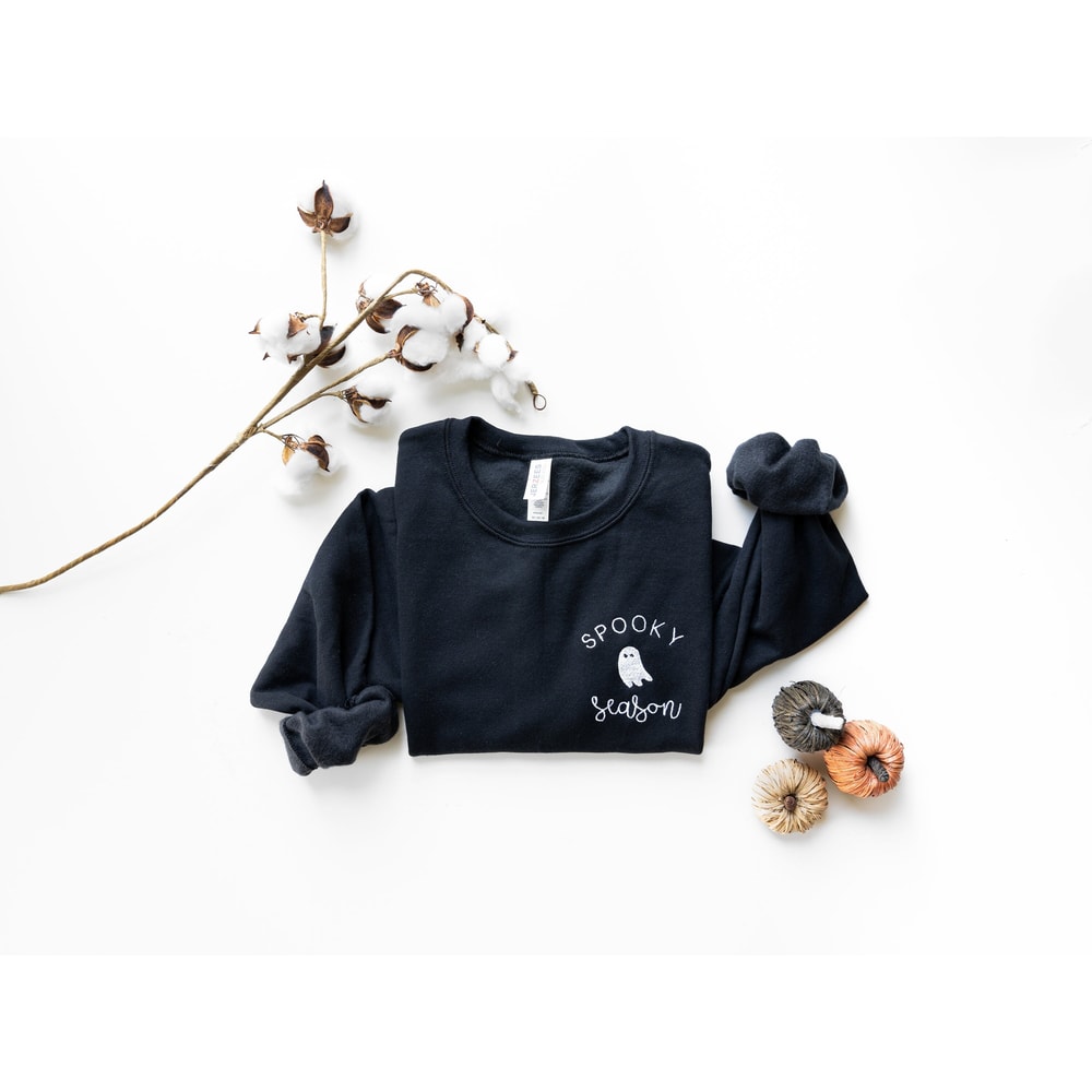 Spooky Season, Embroidered Halloween Sweatshirt, Ghost Sweatshirt, Womens Halloween Sweatshirt, Halloween Shirt, Spooky Vibes Sweatshirt.jpg