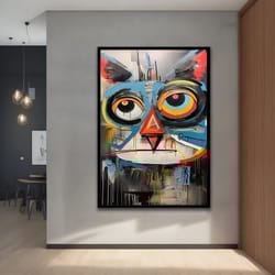 abstract graffiti cat canvas art print, animal art, graffiti decor, modern decor ideas for home and office with differen