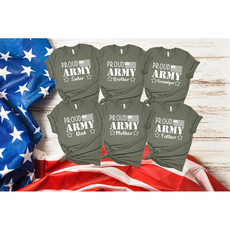 Custom Proud Army Family Matching Shirts, Army Family T-shirts, Dad Mom Wife Brother Sister Daughter Grandma Grandpa Girlfriend Military Tee.jpg