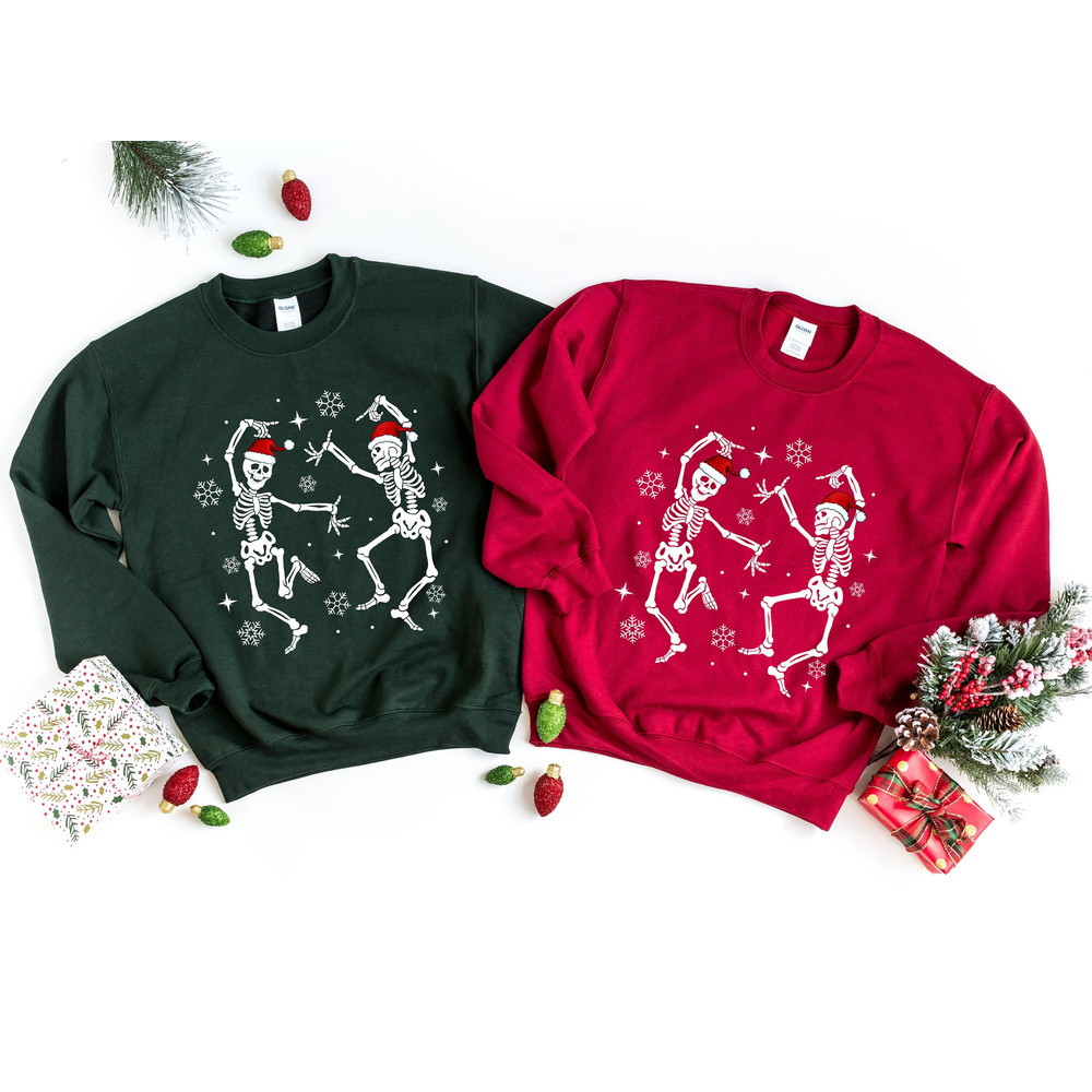 Dancing Skeleton Sweatshirt, Christmas Sweatshirt, Spooky Season Shirt, Womens Christmas Hoodie, Happy Christmas Party, Dance Xmas Shirt.jpg