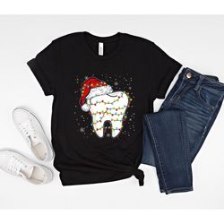 dental tooth christmas lights shirt, dental christmas gifts, dental hygienist shirt, dentist tee,dental assistant shirt,