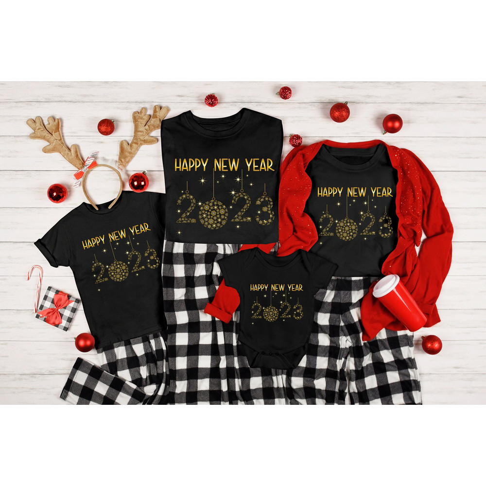 Happy New Year 2023 Tee, 2023 Matching Shirt, 2023 Countdown, New Years Shirt, Gold Effect Shirt, New Year Gift for Family and Friends Party.jpg