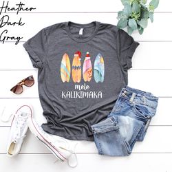 mele kalikimaka, beach christmas shirt, hawaiian christmas, watercolor surfboard christmas t-shirt,coastal christmas tsh