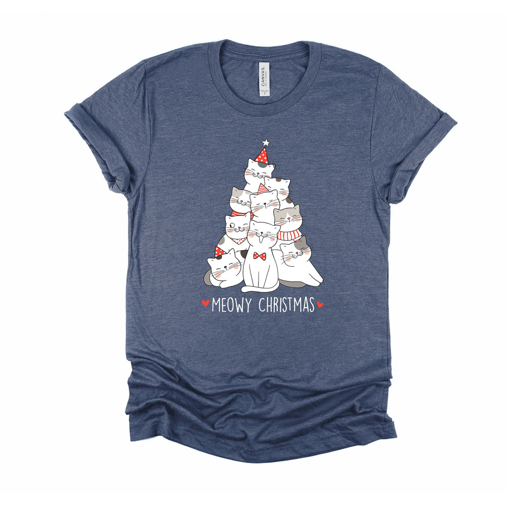 Meowy Christmas Shirt, Christmas Cat Shirt, Christmas Tree, Cat Lover Shirt, Christmas Gift, Christmas Gift For Cat Mom,Cat Tree Graphic Tee.jpg