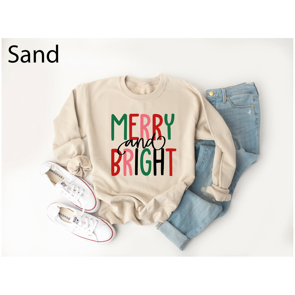 Merry and Bright Christmas Sweatshirt, Women's Christmas Sweater,Christmas Gifts,Christmas Crewneck Sweatshirt Shirt, Cute Xmas Gift for Her.jpg