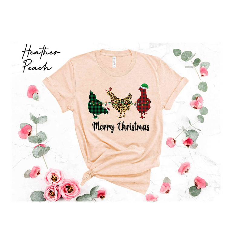 Merry Christmas Chicken Shirt, Chickmas Shirt, Buffalo Plaid Chicken Lover Women Sweatshirt, Cute Chicken in Santa Hat With Christmas Lights.jpg