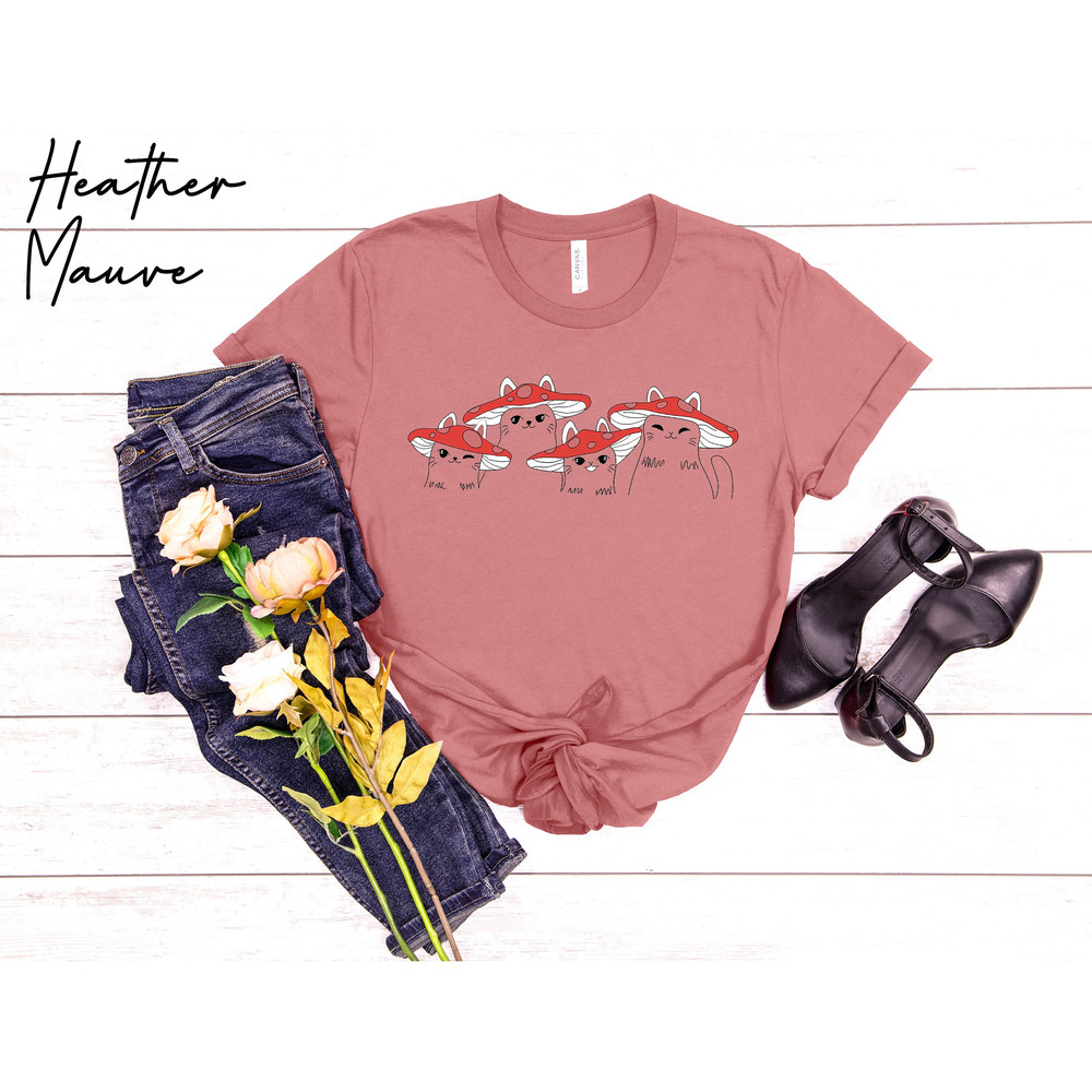 Mushroom Cat T-shirt, Cottage Core Shirt, Mushroom Lover Tshirt, Gift for Cat Lovers, Countrycore, Cute Mushroom Shirt, Cats Graphic T-shirt.jpg