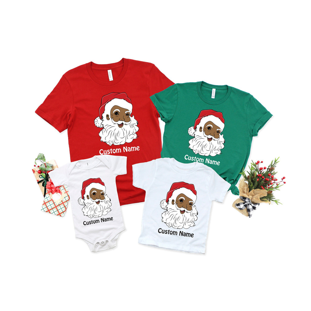 Personalized Black Claus Family Shirt, Melanin Shirt, African American Christmas Tee, Black Christmas Santa Shirt, Xmas Gift, Custom Name.jpg
