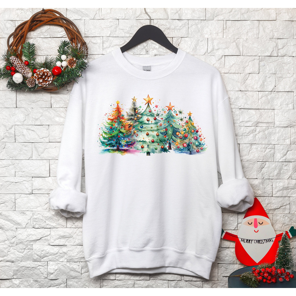 Pink Tree Christmas Sweater, Christmas Sweatshirt, Christmas Crewneck, Christmas Tree Sweatshirt, Holiday Shirt for Women, Winter Hoodie Tee.jpg