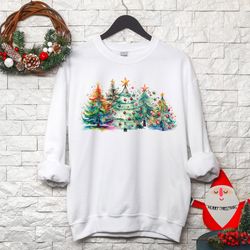pink tree christmas sweater, christmas sweatshirt, christmas crewneck, christmas tree sweatshirt, holiday shirt for wome