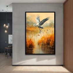 stork canvas painting, animal wall art, bird decor, with different frame options for your home and office modern decor i