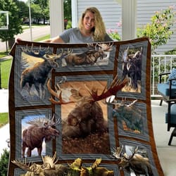 moose hunting, quilt blanket, birthday gift for moose lover, christmas gift