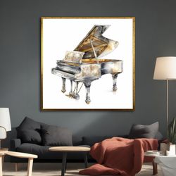 piano canvas painting, classical piano, musical wall art for home, office wall decor