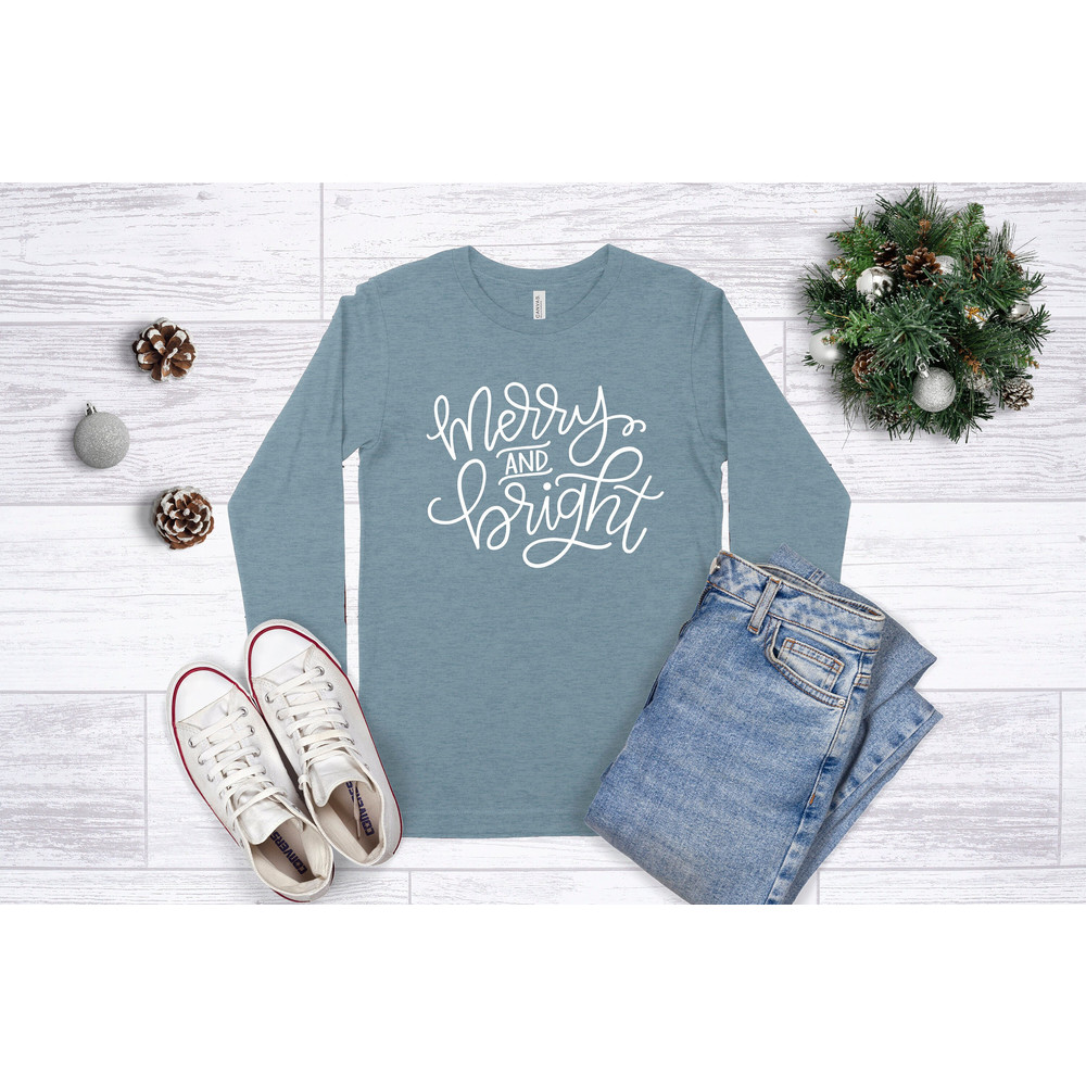 Christmas Shirts For Women, Merry and Bright Christmas Shirt, Cute Christmas Top, Long Sleeve Christmas Tee, Adult Christmas Shirt Quotes.jpg