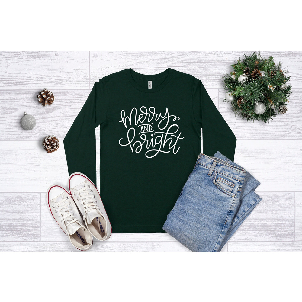 Christmas Shirts For Women,Merry and Bright Christmas Shirt,Cute Christmas Top,Ladies Long Sleeve Christmas Tee,Adult Christmas Shirt Quotes 1.jpg