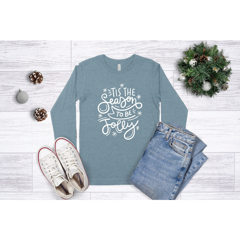 Christmas Shirts For Women,Tis The Season To Be Jolly Christmas Tshirt,Merry Christmas Top,Ladies Long Sleeve Shirt,Cute Quote Christmas Tee.jpg