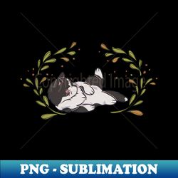 Cute Black and White Cat - PNG Transparent Sublimation Design - Fashionable and Fearless