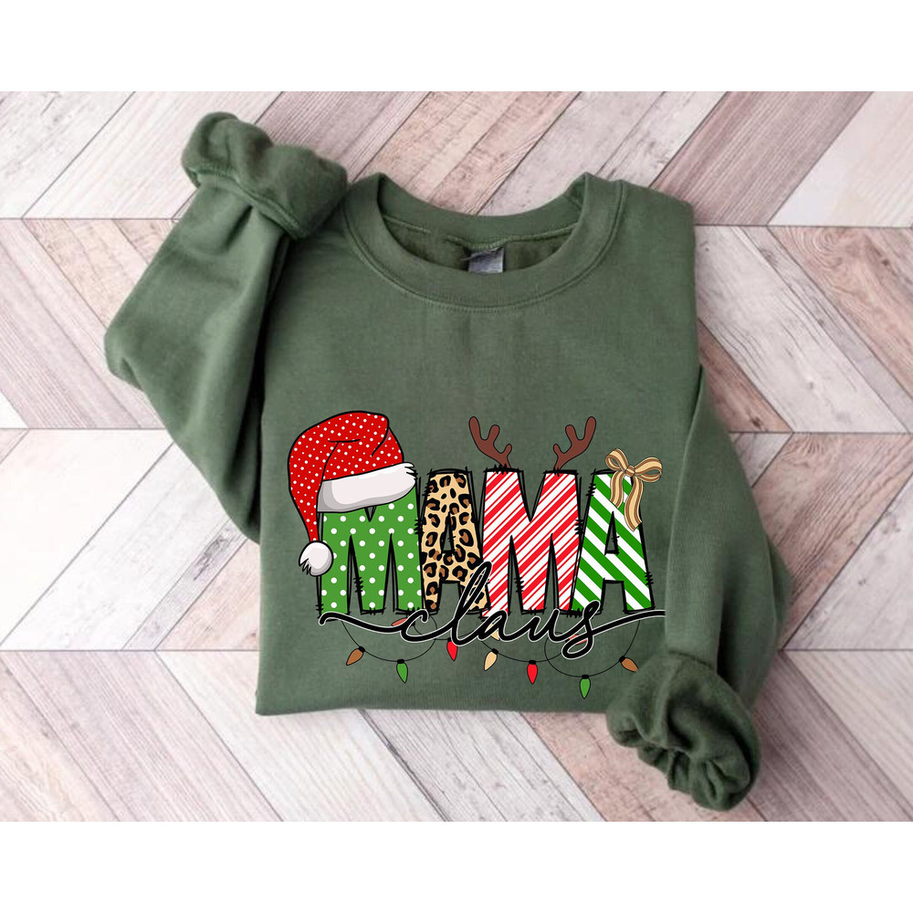 Mama Claus Christmas Sweatshirt, Christmas Sweatshirt, Mama Sweatshirt, Buffalo Mama Sweatshirt, Cute Winter Sweatshirt, Christmas Mama Gift.jpg