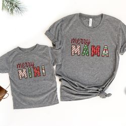 mommy and me christmas shirt, merry mama, merry mini, matching christmas tees, mommy and me outfits, christmas outfit, m